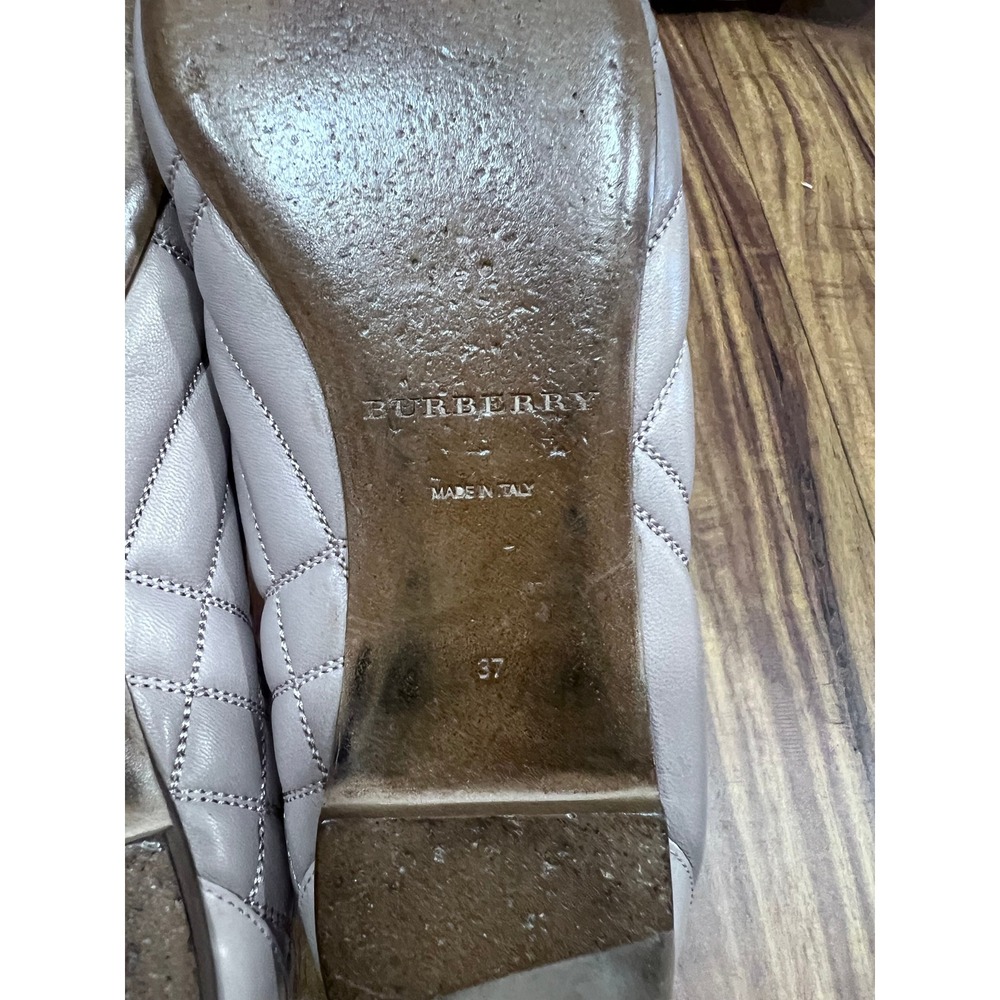 Burberry Taupe Quilted Leather Buckle Ballet Flats Gold Hardware Shoes US 7 - Picture 7 of 12